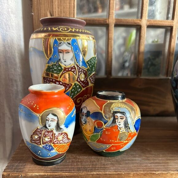 3 Small Satsuma Vases - Made In Japan - - Picture 16 of 16